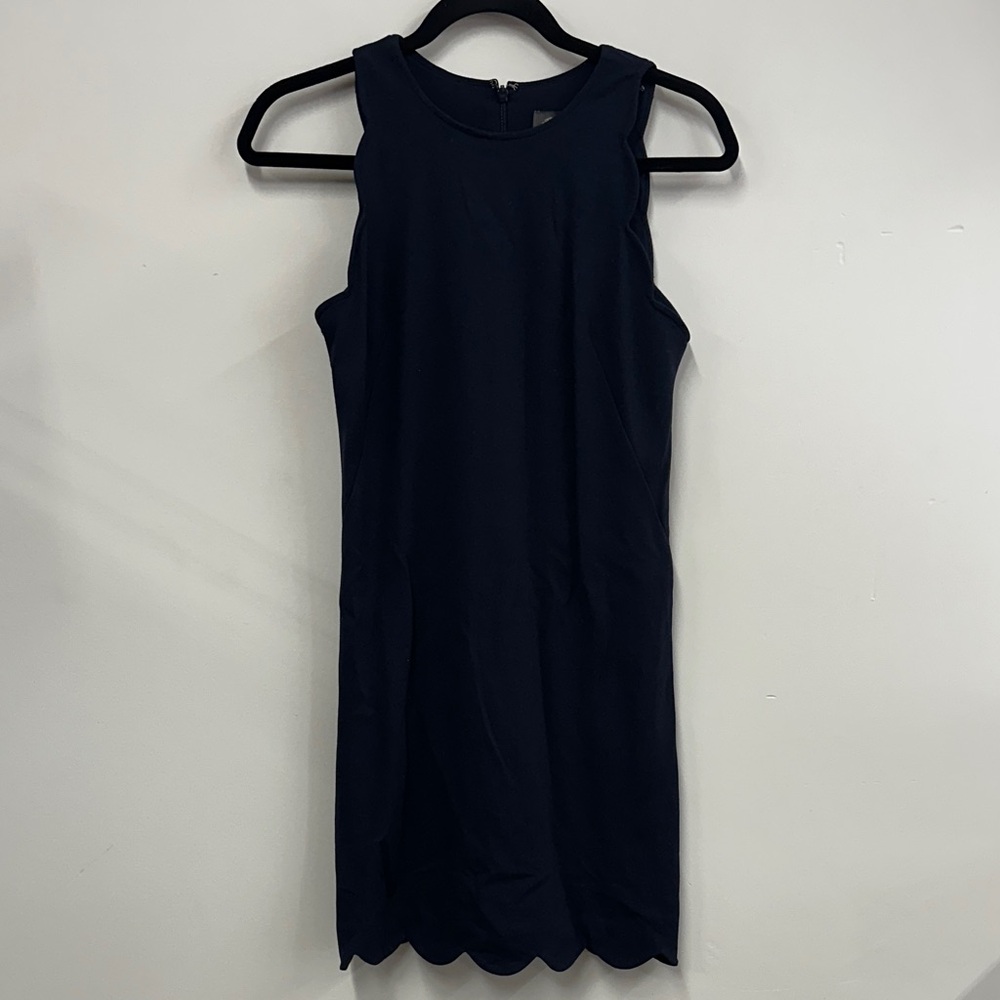 Vince Camuto Navy Sleeveless Mini Dress scallop 0